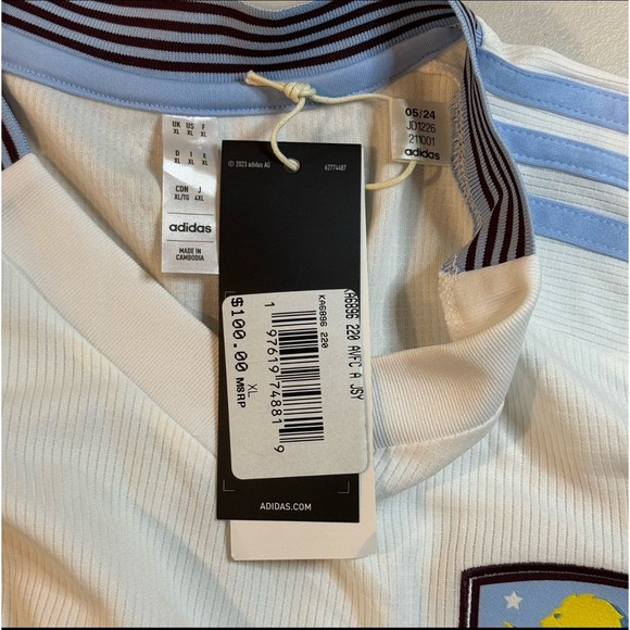 Adidas Aston Villa White 24/25 Soccer Futbol Football Away Jersey Shirt Men's XL - Picture 4 of 10